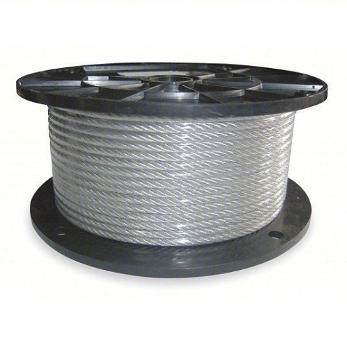 Aircraft Cable, 3/8 in Dia, 250 ft Length, Steel, Galvanized, Specifications: 7 X 19