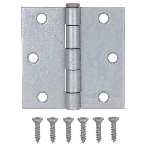 Corner Hinge, 6 Holes per Leaf, 3 in Overall Height, 3 in Overall Width, Square Corner