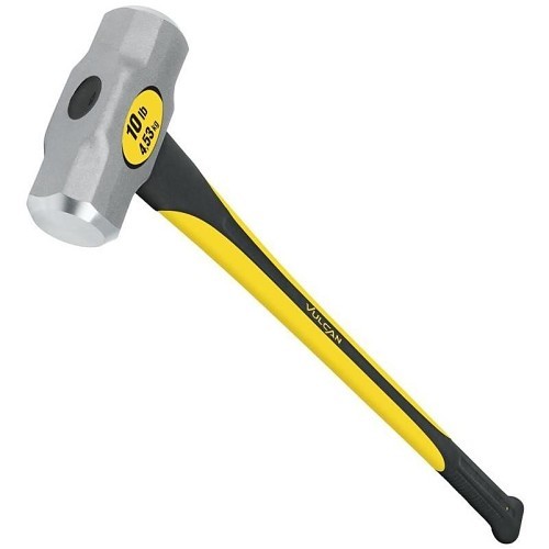 Double Faced Sledge Hammer, 10 lb Head, Fiberglass Handle, Double Face Face, Straight Handle