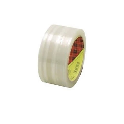 3M™ Scotch® 021200-72368 Box Sealing Tape, 50 m Length, 48 mm Width, 1.6 mil Thickness, Synthetic Rubber Adhesive, Polypropylene Film Backing, Clear