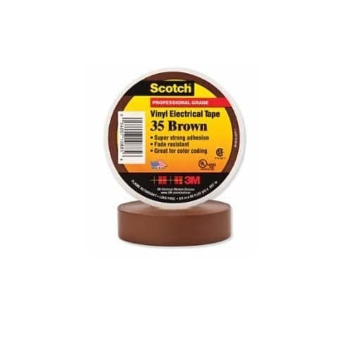 3M™ 108856 Electrical Tape, 66 ft Length, 3/4 in Width, 7 mil Thickness, Rubber Resin Adhesive, PVC Backing, Brown