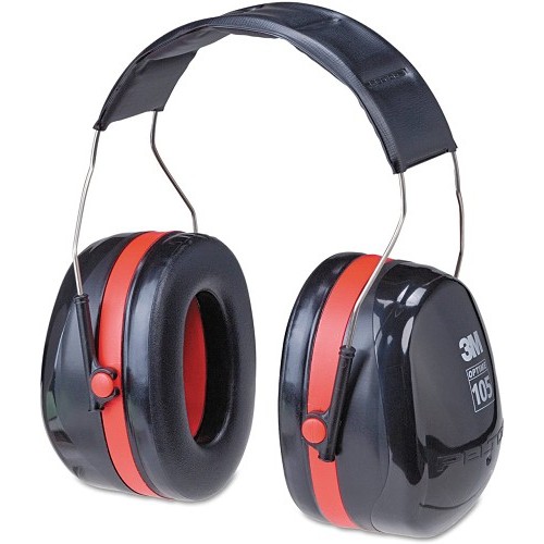 3M™ Peltor™ 247-H10A Ear Muff, 30 dB Noise Reduction Rating, Black/Red, head Band Position