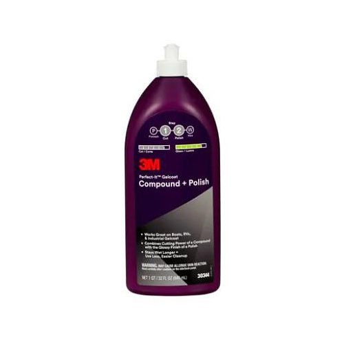 3M™ Perfect-It™ 30344 Gelcoat Compound + Polish, 946 ml, Bottle, Slight Solvent, White, Liquid