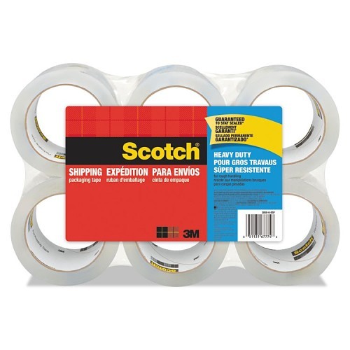 3M™ Scotch® 3850-6 Packaging Tape, 54.6 yd Length, 1.88 in Width, 3.1 mil Thickness, Hot Melt Synthetic Rubber Adhesive, Plastic Backing, Clear