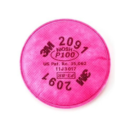 3M™ 3MR2091 Particulate Filter, For Use With: 3M™ Cartridges 6000 Series, Reusable Respirators, P100, 99.97 % Filter Efficiency, Bayonet, Magenta