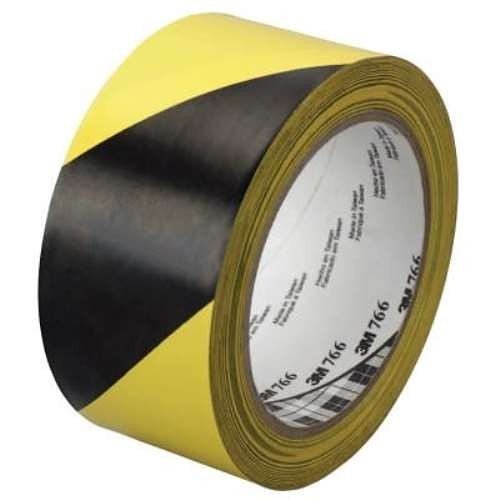 3M™ 405-021200-43181 Vinyl Tape, 36 yd Length, 2 in Width, 5 mil Thickness, rubber Adhesive, PVC Backing, Black/Yellow