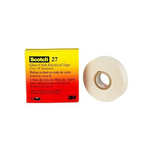 3M™ 7000005815 Electrical Tape, 66 ft Length, 3/4 in Width, 7 mil Thickness, rubber Adhesive, Glass Cloth Backing, White