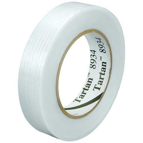 3M™ Tartan™ 7000028887 Filament Tape, 55 m Length, 24 mm Width, 4 mil Thickness, Glass Yarn, rubber Adhesive, Polypropylene Film Backing, Clear