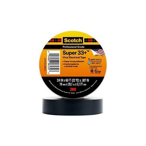 3M™ 7010350130 Electrical Tape, 44 ft Length, 3/4 in Width, 7 mil Thickness, rubber Adhesive, PVC Backing, Black