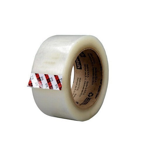 3M™ Scotch® 7100011547 Box Sealing Tape, 110 yd Length, 2 in Width, 1.9 mil Thickness, Synthetic Rubber Adhesive, Polypropylene Film Backing, Clear