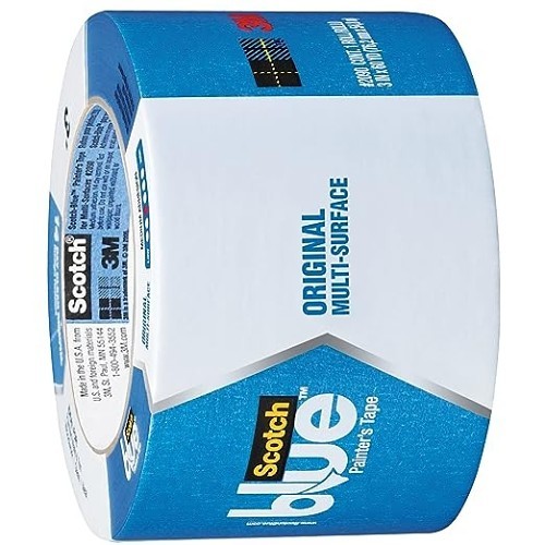 3M™ 7100185142 Masking Tape, 60 yd Length, 2.83 in Width, 5.4 mil Thickness, Acrylic Adhesive, Crepe Paper Backing, Blue