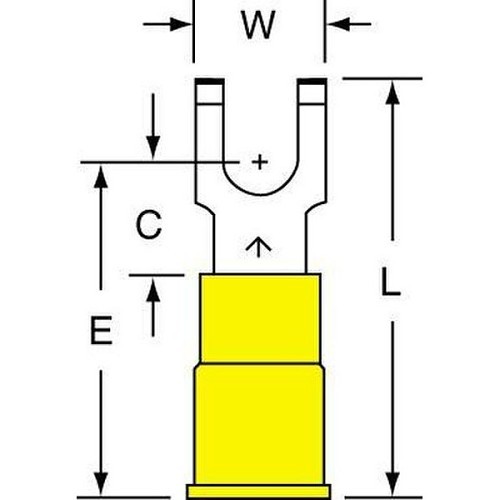 3M™ BS-23-10-P Spade Terminal, 12-10 AWG Conductor, Yellow