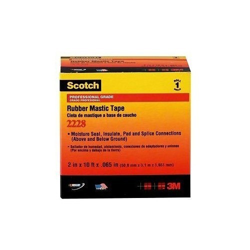 3M Scotch® 50727 Insulating Tape, 10 ft Length, 1 in Width, 65 mil Thickness, Mastic Adhesive, Rubber Backing, Black