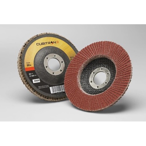 3M Cubitron™ 7000148182 Flap Disc, 4-1/2 in Disc Dia, 7/8 in Center Hole, 60 Grit, Medium Grade, Ceramic Abrasive, Type 27 Disc