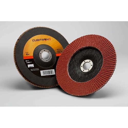 3M Cubitron™ 7000148184 Flap Disc, 7 in Disc Dia, 7/8 in Center Hole, 40 Grit, Precision Shaped Ceramic Abrasive, Type 27 Disc