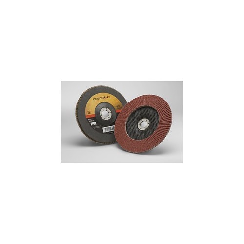 3M Cubitron™ 7000148186 Flap Disc, 7 in Disc Dia, 7/8 in Center Hole, 80 Grit, Precision Shaped Ceramic Abrasive, Type 27 Disc