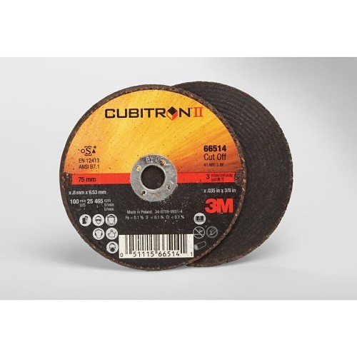 3M Cubitron™ 7100094771 Cut-Off Wheel, 3 in Wheel Dia, 0.035 in Wheel Thickness, 0.375 in Center Hole, 60 Grit, Ceramic Abrasive