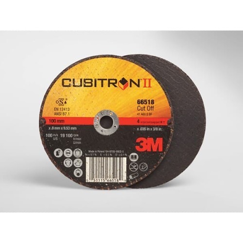 3M Cubitron™ 7100094773 Cut-Off Wheel, 4 in Wheel Dia, 0.035 in Wheel Thickness, 3/8 in Center Hole, 60 Grit, Ceramic Abrasive