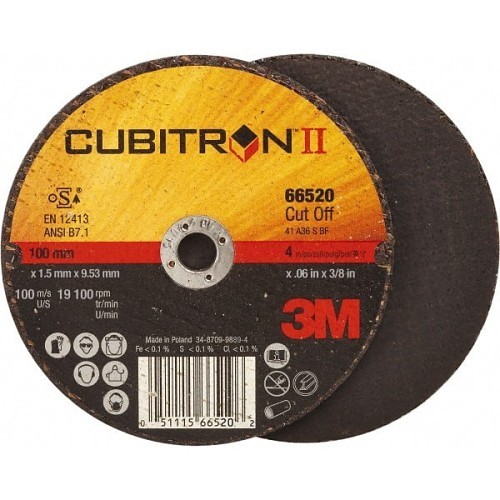 3M Cubitron™ 7100228449 Cut-Off Wheel, 4 in Wheel Dia, 0.06 in Wheel Thickness, 3/8 in Center Hole, 36 Grit, Ceramic Abrasive