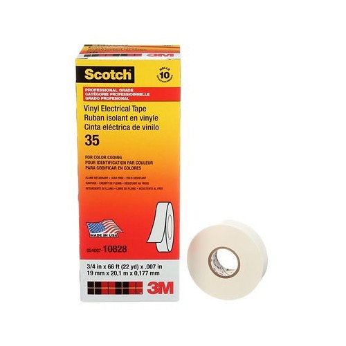 3M™ Scotch® ORG6784557 Electrical Tape, 66 ft Length, 3/4 in Width, 7 mil Thickness, rubber Adhesive, PVC Backing, White