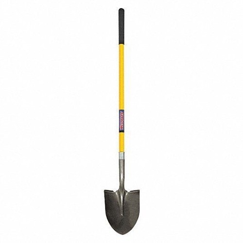 Round Point Shovel, Round Blade Point, 45 in Handle Length, Hardwood Handle, Straight Handle