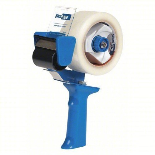 Tape Dispenser, Pistol Grip, 2 in Tape Width, Blue