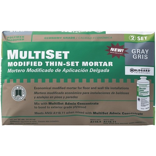 Thin-Set Mortar, 23 kg Container, Bag Container, Gray