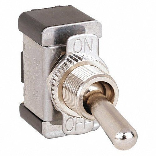 Toggle Switch, 1-Gang, 125/250, 6 A, 3 A Amp, On-Off, Bushing, Circuit Control Terminal, Metal