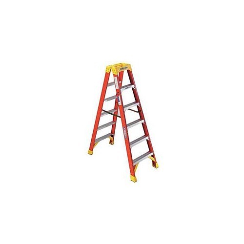 Step Ladder, 6 ft Ladder Height, 300 lb Load, Fiberglass