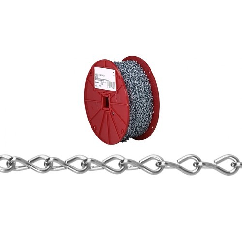 Jack Chain, #12 Trade, 100 ft Length, 29 lb Load, Steel, Zinc Plated