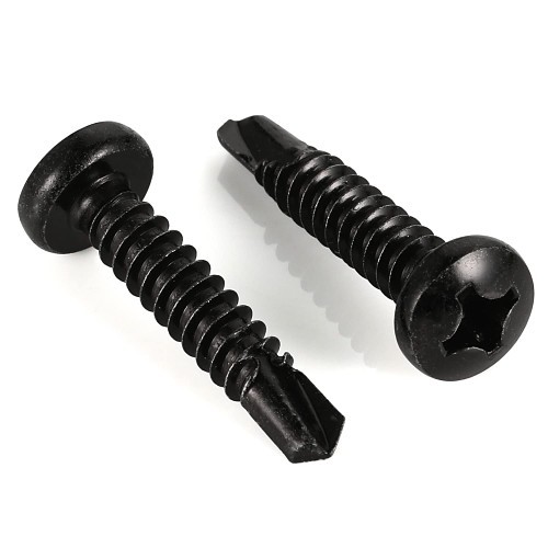 Kanebridge 0610HPPB Self Drilling Screw, Metric, #6, Steel, Black Oxide