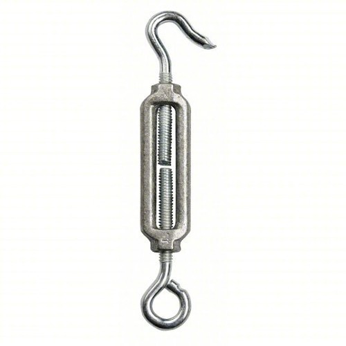 Volunteer TBHE100N1200G Turnbuckle, Hook and Eye End/End, 1 in Thread Dia, 12 in Take Up