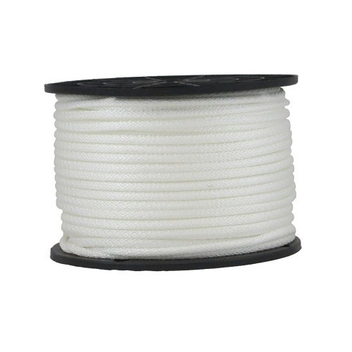 Nylon Rope, White, 1/4 in Dia, 250 ft Length