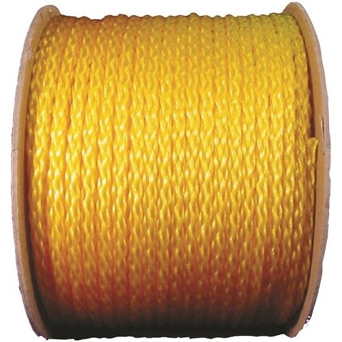 Rope, 3/8 in Dia, 500 ft Length, Yellow, Polypropylene, 135 lb Load