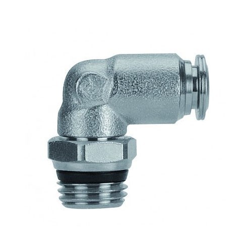 AIGNEP® 89110-06-06 Swivel Elbow, 3/8 x 3/8 in Nominal, Push-To-Connect x Male Swift-Fit, 290 psi, Nickel Plated Brass