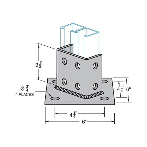 ASC B620A Channel Post Base, Carbon Steel