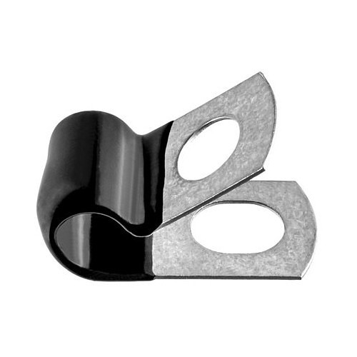 Approved Vendor 10598 Tube Clamp, 1/4 in Tube, Galvanized Steel, Black Vinyl, Domestic