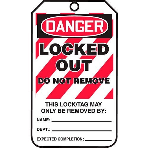 Accuform® MLT418CTP Lockout Tag, 5-3/4 in Height, 3-1/4 in Width, Black/Red/White, 3/8 in, PF-Cardstock