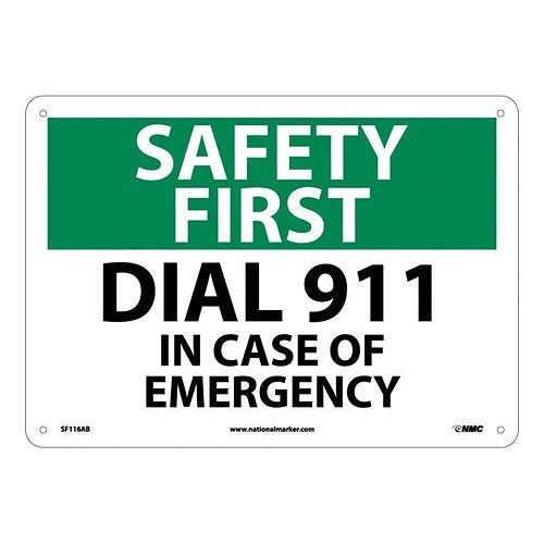 Accuform® SF116AB Safety Sign, SAFETY FIRST Header, 10 in Height, 14 in Width, Aluminum