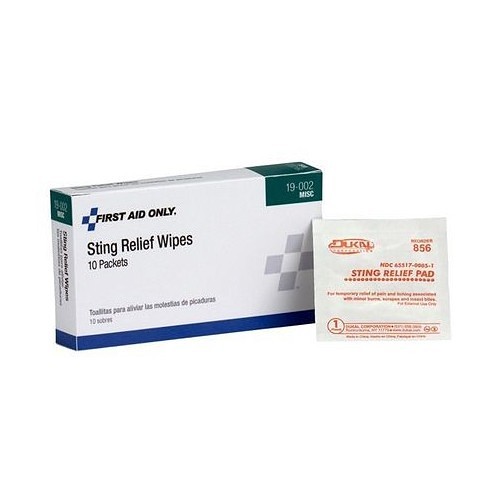 Acme United First Aid Only® 19-002 Sting Relief Wipes, 1.25 x 1.5 in