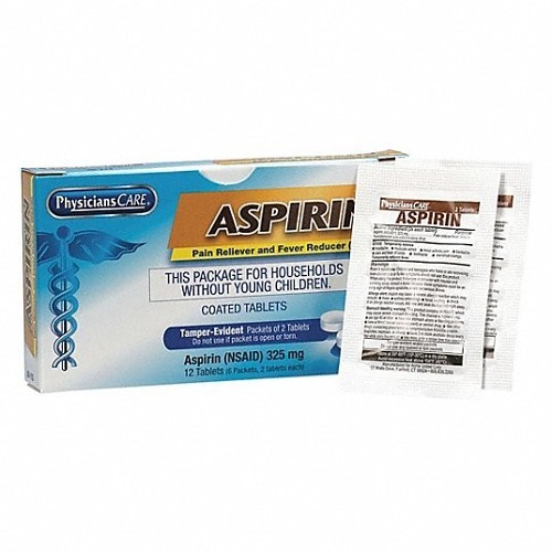 Acme United First Aid Only® 20-112 Aspirin Tablet, 6 x 2 Count, Box, Formula: Aspirin