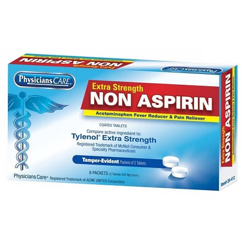 Acme United First Aid Only® 20-412-001 Non-Aspirin Tablet, 6 x 2 Count, Box
