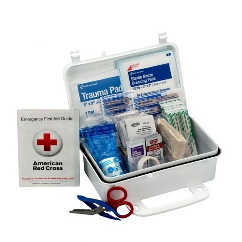 Acme United First Aid Only® 579-6060 First Aid Kit, Wall Mount, 57 Components, Weatherproof Plastic Case, 8 in Height, 3 in Width, 5 in Depth, People Served: 10