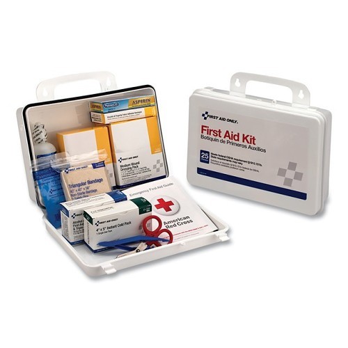 Acme United First Aid Only® 579-6430 First Aid Kit, Wall Mount, 143 Components, Weatherproof Plastic Case, 10 in Height, 3 in Width, 7 in Depth, People Served: 25