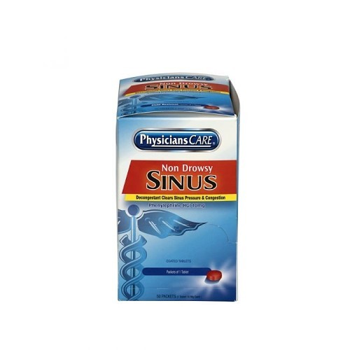 Acme United First Aid Only® PhysiciansCare® 579-90087 Decongestant Medication Tablet, Sinus and Nasal, 50 Count, Packet, Formula: Phenylephrine HCl