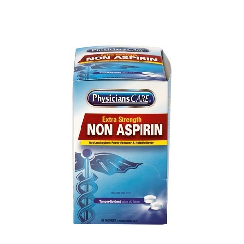 Acme United PhysiciansCare® 90016 Pain Reliever Medication, Extra Strength Non-aspirin, 100 A Count, Dispenser Box, Formula: Acetaminophen