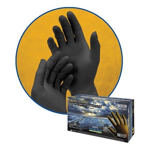 Adenna HERO® DLG675 Inspection Gloves, Medium, #8, Nitrile, Black, 9.4 in Length