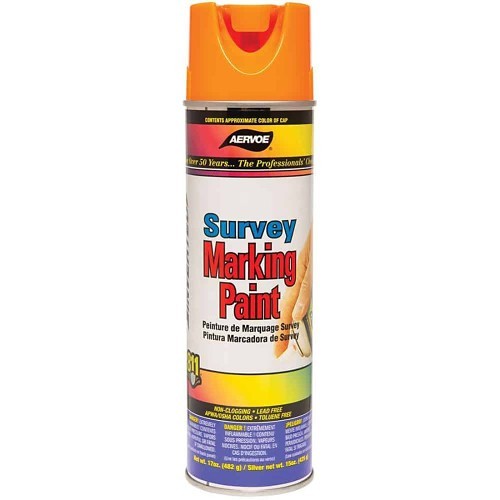 Aervoe® 247 Marking Paint, 17.5 oz Container, Fluorescent Orange, 548 linear ft Coverage, 8 hr Curing