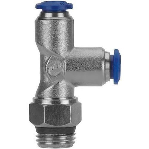 Aignep 87222-06-04 Swivel Run Tee, Swift-Fit Universal Thread, Push-To-Connect, 3/8 in Nominal, Nickel Plated Brass