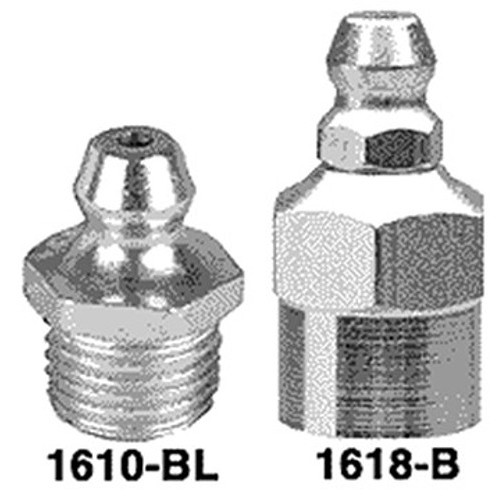 Alemite® 1610-BL Straight Thread Fitting, 1/8 in PTF Thread, 11/16 in OAL, 19/64 in L Shank, Trivalent Zinc Plated